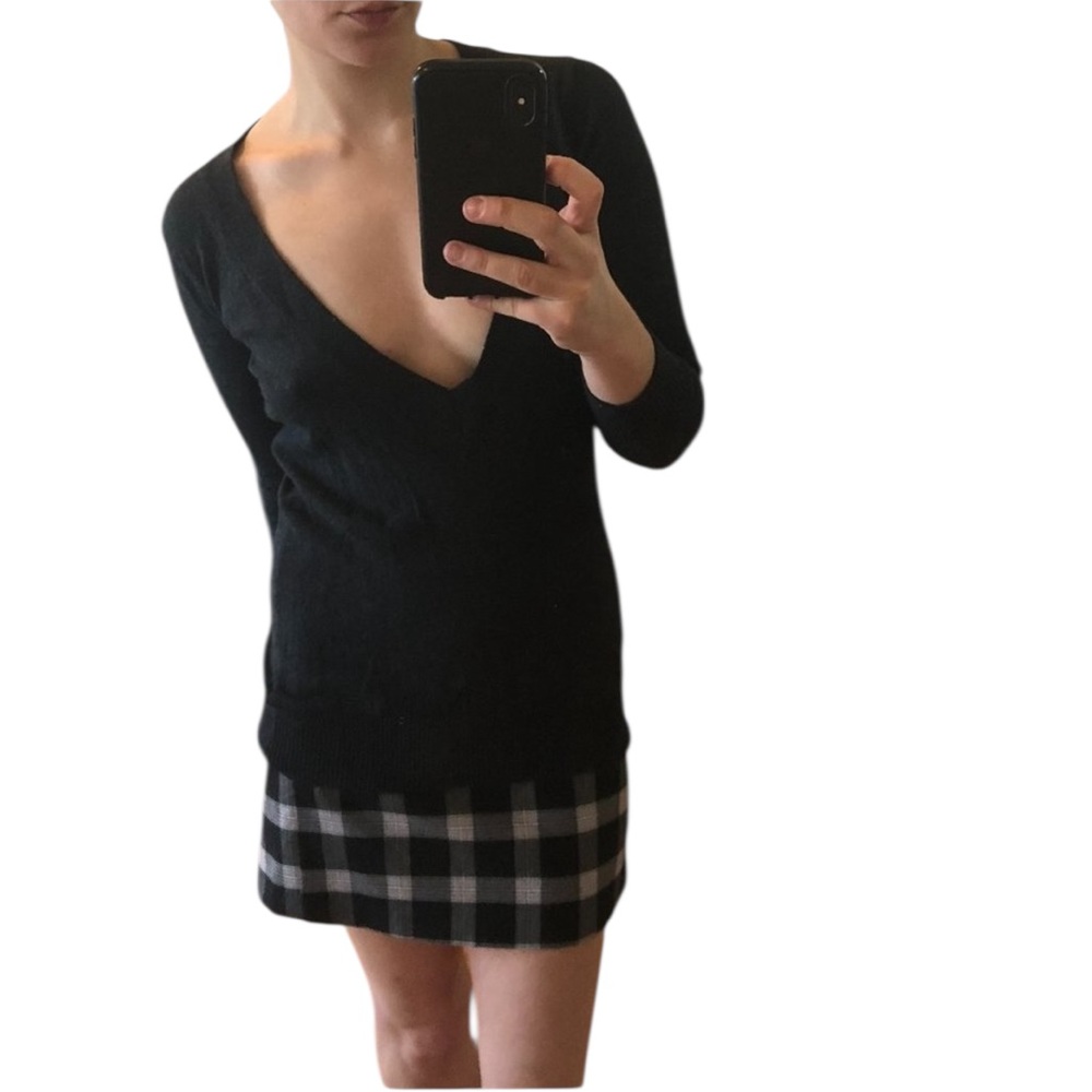 VINTAGE 90s A. BYER Red Black White Plaid Clueless Prep Mini Skirt w/ Side Slit - Picture 6 of 16